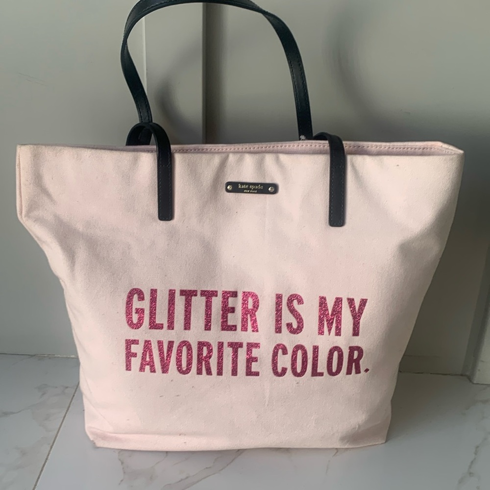 Kate Spade  Glitter is My Favorite Color canvas tote NWT Vintage Gorgeous💕💕💕